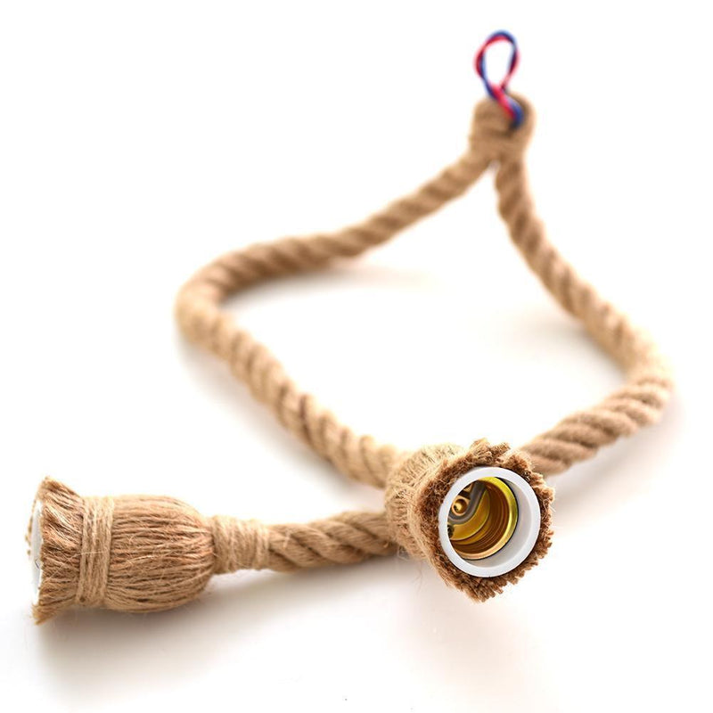 4.92ft Hemp Rope Electric Wire for DIY E27 Bulb Pendant Light (Double Head)