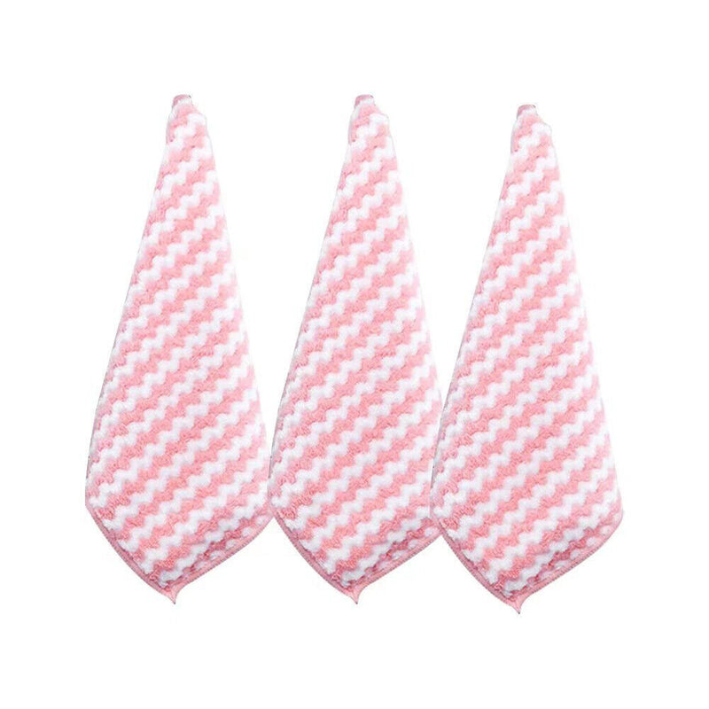 Water Ripples Clean Towel Coral Fleece Highly Absorbent Wipe Cloths (Pink) Newly