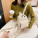 Women Solid Color Backpack Preppy Style School Nylon Mini Rucksack (Beige)