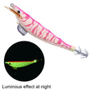 #A 100mm 12g Sinking Luminous Artificial Wood Shrimp Bait Squid Hook Fishing Lur