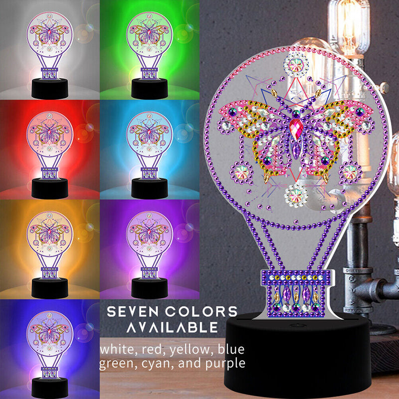 DIY Diamond Painting LED Light Fantasy Butterfly Night Lamp Needlework Decor