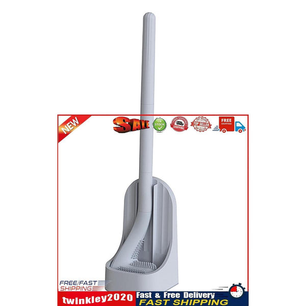 Toilet Brush Wall Mounted & Base 360 Silicone Deep Cleaning Brush (Gray) Newly