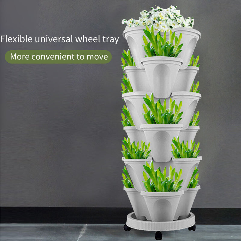 Stackable Planter Vertical Garden Tower for Strawberry (Moveable White) Newly