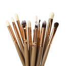12pcs Professional Eye Makeup Brushes Set Eyeshadow Eyeliner Tool (Brown)