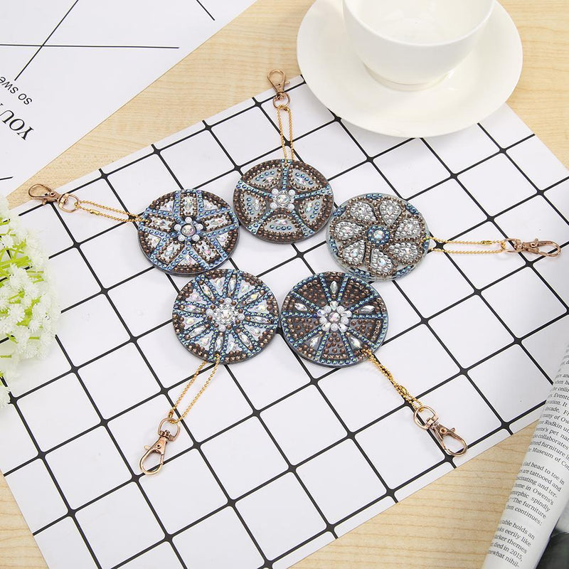 5pcs DIY Wheel Full Drill Special Shaped Diamond Painting Keychains Gifts Newly