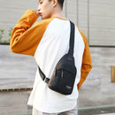 Canvas Shoulder Chest Handbags Men Casual Crossbody Messenger Bag (Black)