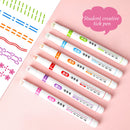 6pcs/set Curve Roller Color Pen Outline Marker Pen with 6 Different Curve Shapes