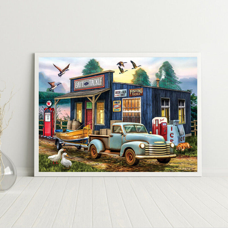 DIY Paint By Number Kit Houses Cars by The Lake No Frame for Home Decor