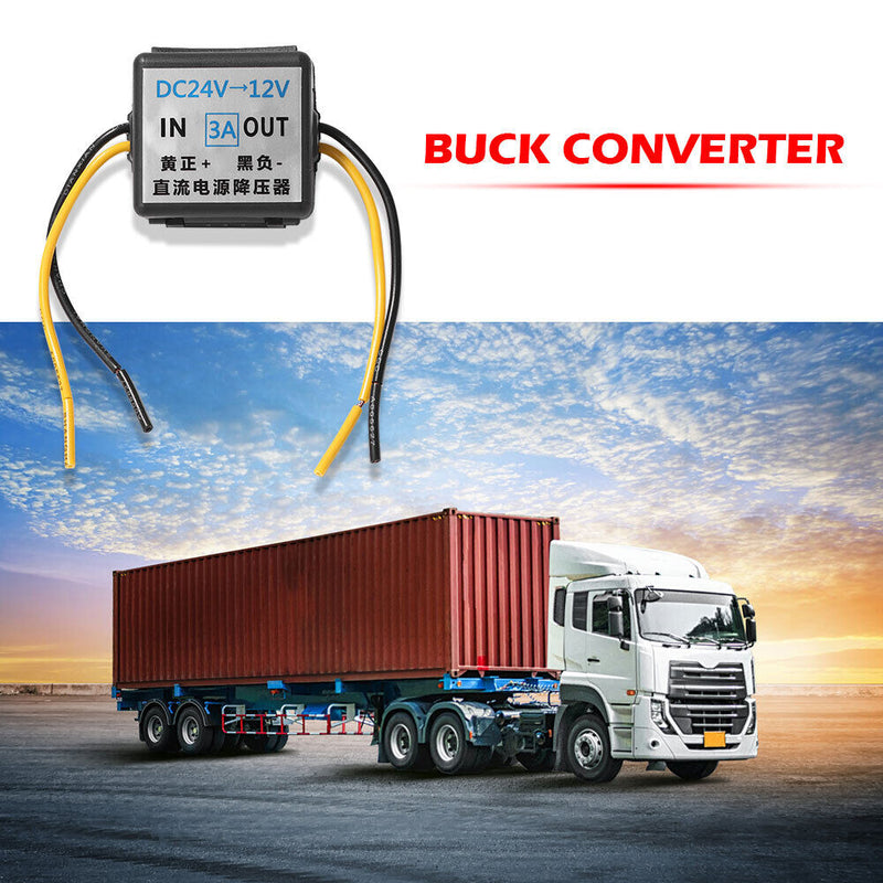 24V DC to 12V DC 3A Step Down Buck Power Converter for Car Auto Bus Truck Boat