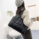 Retro Quilted Lattice Large Shoulder Bag Women Solid Color Nylon Shopping Bags