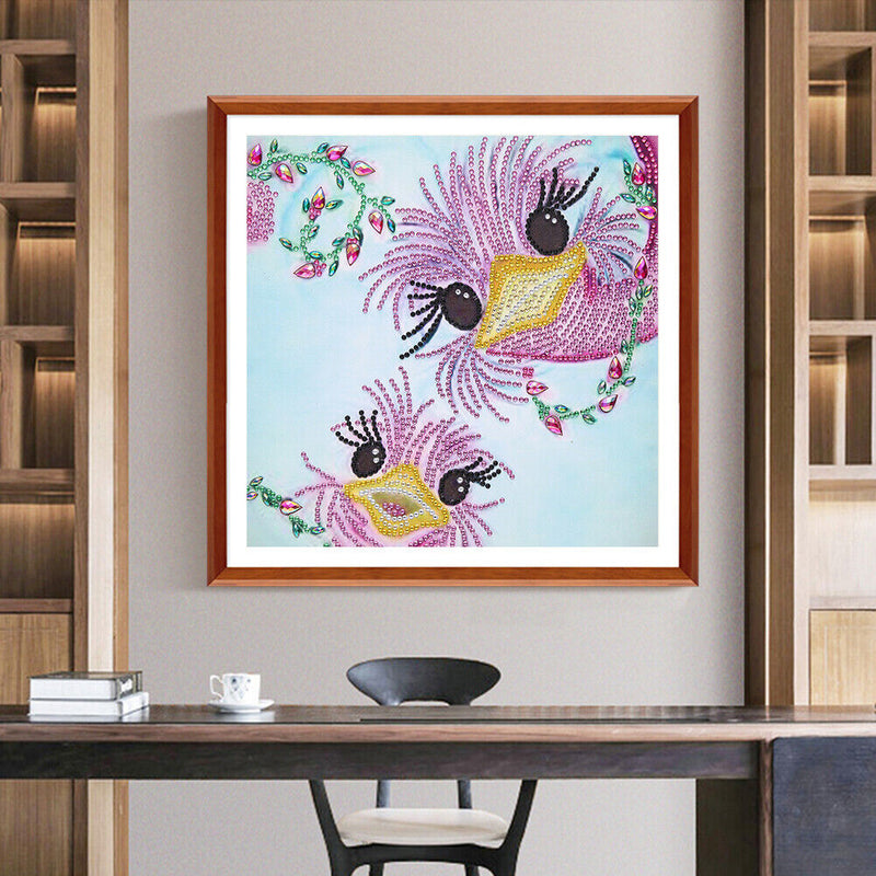 5D DIY Partial Special Shaped Drill Diamond Painting Big Eye Bird Wall Art Craft