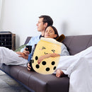 Child Bubble Tea Family Stuffed Plush Pillow Soft Cushion (Ivory Squint) Newly