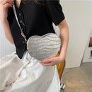 Fashion Heart-shaped Crossbody Bag Leather Women Stone Pattern Purse Handbags