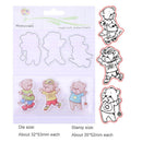 Playing Bear Silicone Clear Stamp + Cutting Dies Stencil Craft Scrapbook