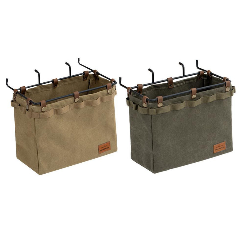Camping Table Side Storage Bag Multifunction Canvas Bag with Hook (Khaki)