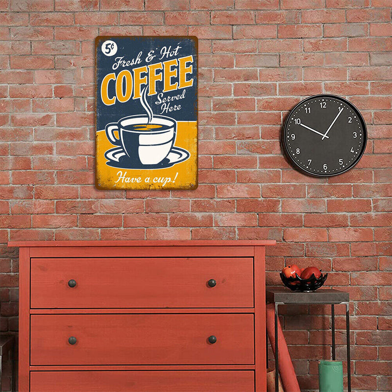 Coffee Retro Metal Plate Tin Sign Wall Poster Plate for Iron Painting Decor