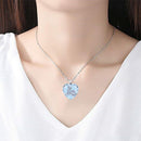 Glass White Crystal Cat Pattern Pendant Heart Shaped Jewelry Women's Necklace