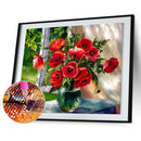 Red Floral Vase 5D Diamond DIY Painting Craft Kit Home Decor