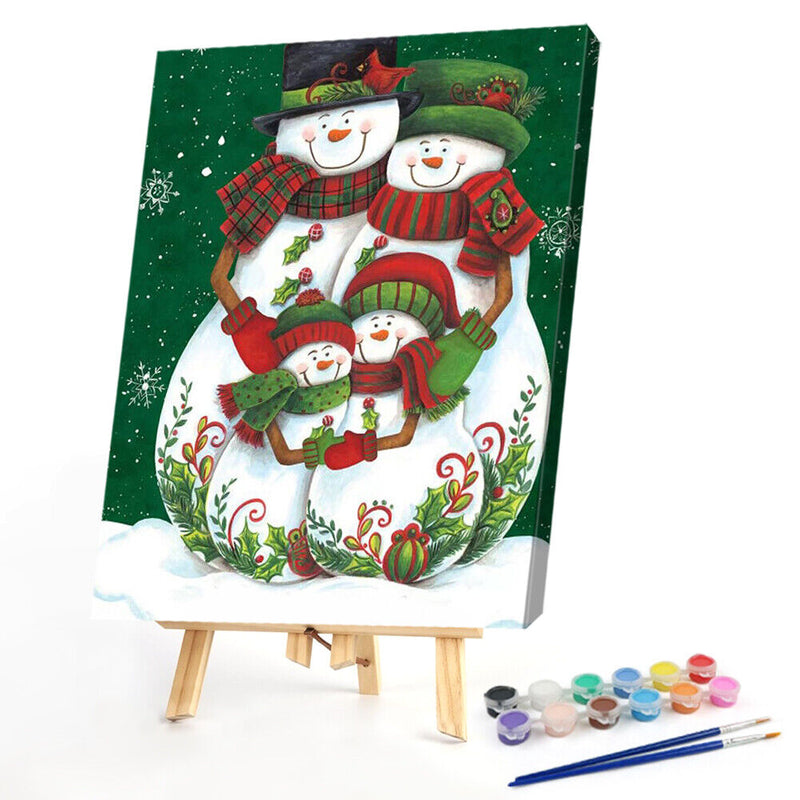 Christmas Snowman Oil Paint By Numbers DIY Drawing Hand Painted Wall Art Craf