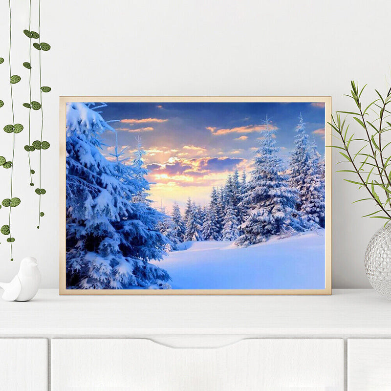 Canvas Paint By Numbers Snow Forest Oil Hand Painted Drawing Kit Home Decoration