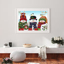 Full Round Diamond Painting Three Snowman Rhinestone Mosaic Home Wall Art Craft