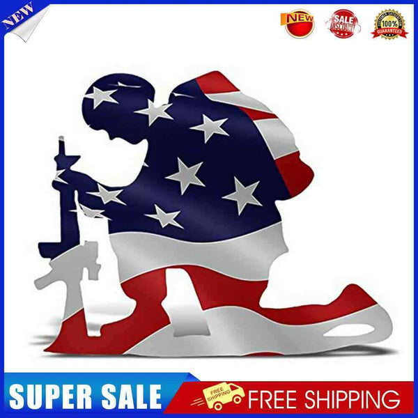 American Flag Kneeling Soldier Pattern Acrylic Garden Yard Weathered Flag Decor