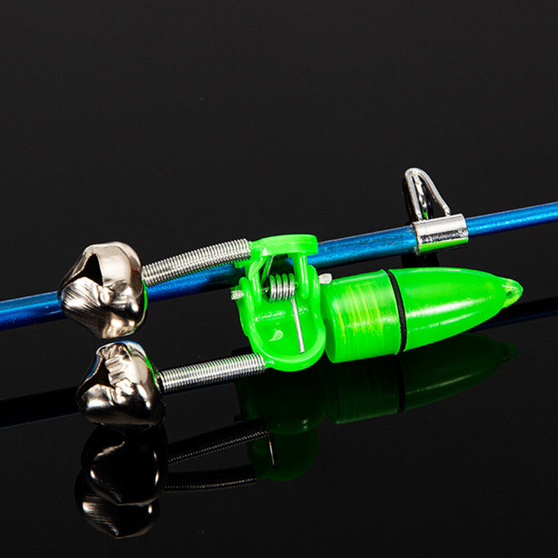 10pcs Night Fishing Rod Bite Alarm Light Bells Ring Indicator (Grass Green)