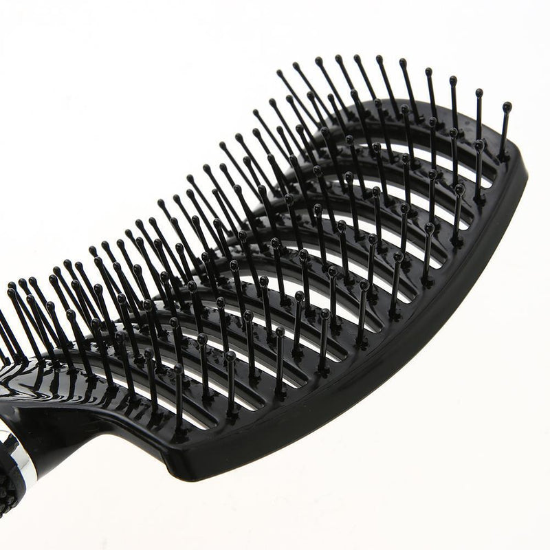 Professional Ribs Comb Women Wet Massage Styling Tool Hairbrush(Black)