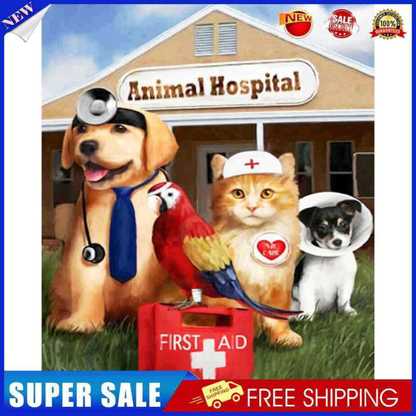 Dog Cat Doctor Drawing Frameless DIY Oil Paint by Numbers Canvas Home Decor