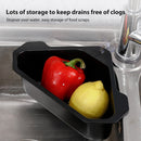 Steel Triangular Sink Strainer Kitchen Fruit Vegetable Drain Rack (Black)
