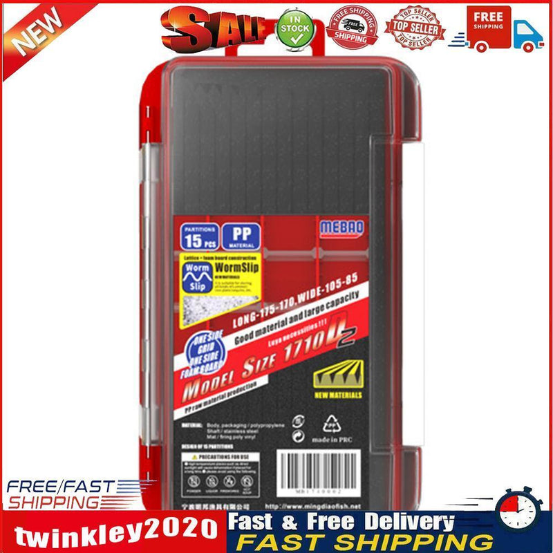 2 Layer Fishing Hook Lures Bait Box Waterproof Fishing Tackle Case (Red) Newly