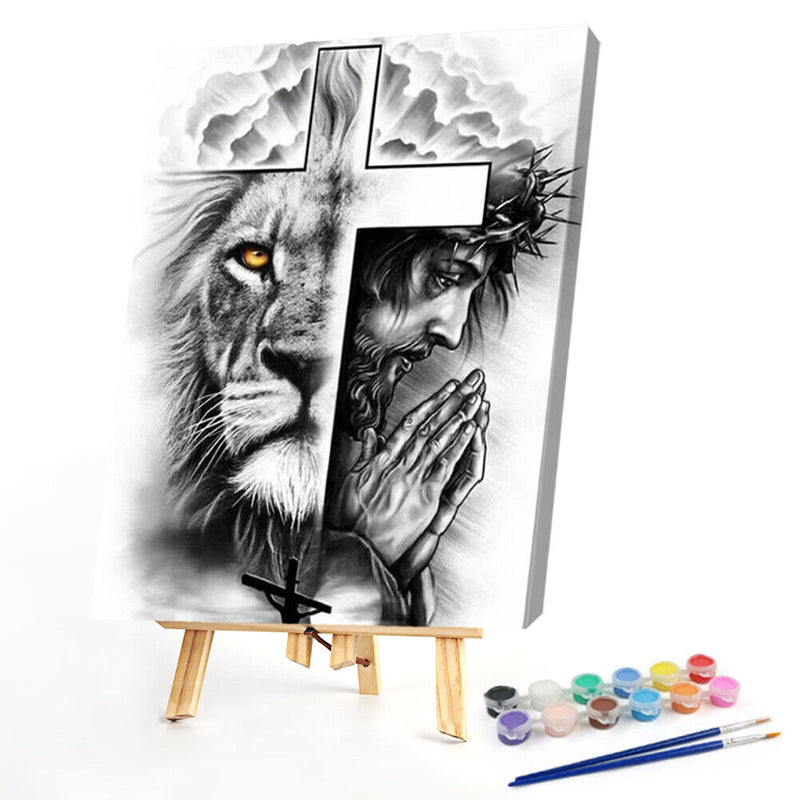 Double Cross Frameless Picture Oil Paint By Numbers Hand Painted Picture Kit