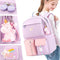 #A Backpack Hit Color Middle School Student Book Bag Casual Daypack with Pendant