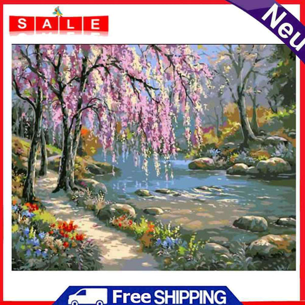 Y Painting by Numbers Romantic Creek Oil Painting on Canvas Hand Painted, Landscha