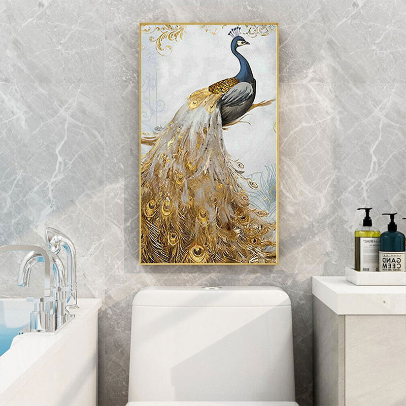 Golden Peacock Oil Paint By Numbers Kits Canvas Picture Wall Art DIY Craft Decor