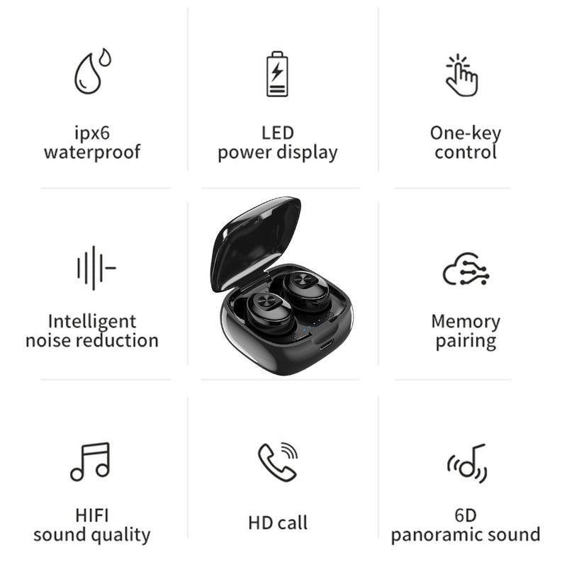 Wireless Earbuds Stereo Sound Waterproof Sports Headphones Touch Control