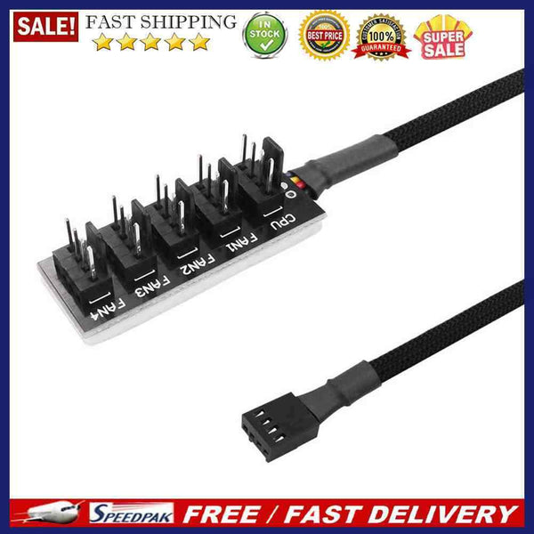 1 to 5 4-Pin PWM Fan CPU HUB Splitter PC Case Chassis Cooler Power Cable Adapter