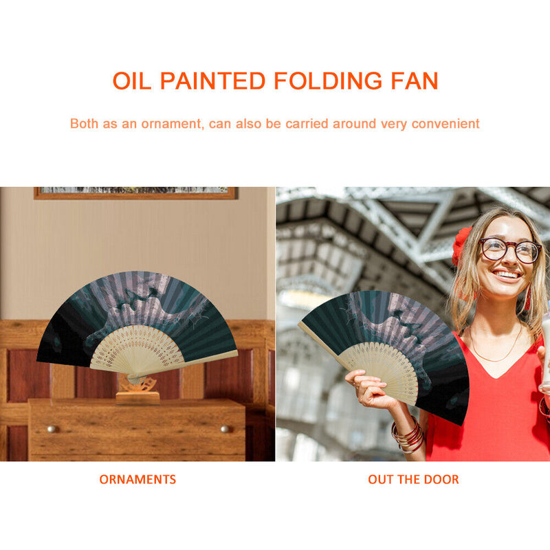 Couple Kiss Oil Paint Folding Fan By Numbers DIY Digital Oil Painting Fan C