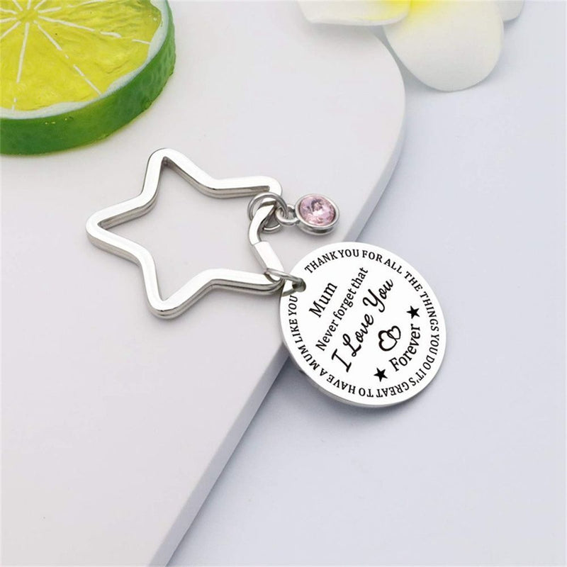 Diamond Round Engraved Mum Key Chains Keyring Mother's Day Keychain