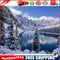 Mountain Lake Frameless Oil Paint by Numbers Kit Handpainted Canvas Picture