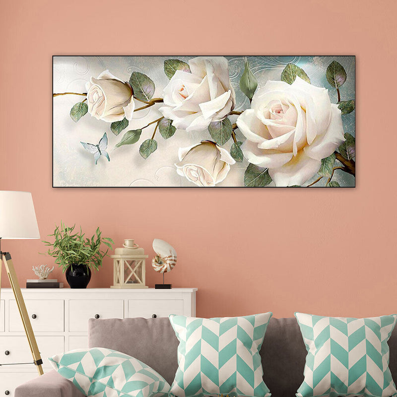 White Rose Oil Paint By Numbers Kits DIY Handpainted on Canvas Wall Art