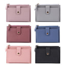 Women Fashion Solid Color Multi-slot Card Holder PU Leather Wallet (Blue)