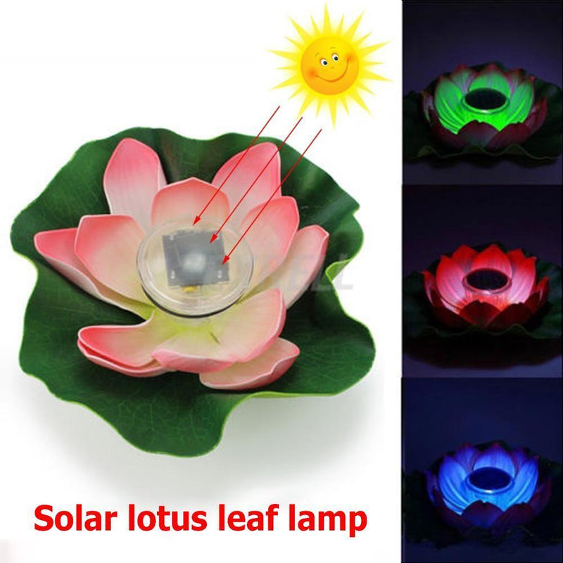 Lotus Solar Lights Flower Float Waterproof Outdoor Pond Pool Decor (Pink)
