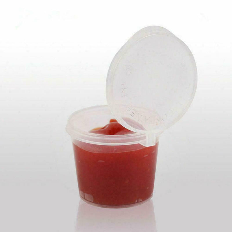 100x/Set Small Plastic Sauce Cups Food Storage Containers Clear +-Lids B hot.
