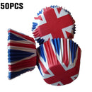 50Pcs Cupcake Cases Union Jack Muffin Cake Baking Sports Events British Party.