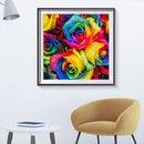 5D DIY Full Drill Round Shape Rainbow Flower Rhinestone Diamond Drawing Kit
