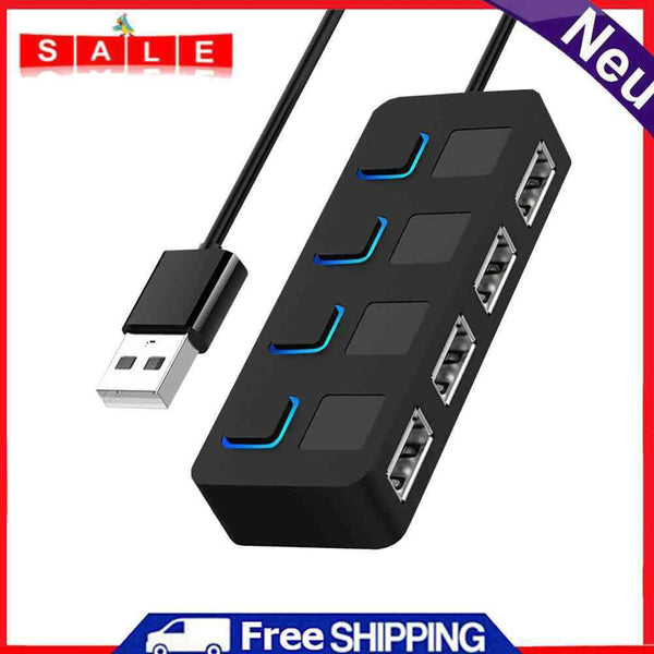 4 Port High Speed USB 2.0 Hub Multi Power Adapter for Laptop Desktop Computer
