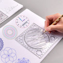 Multifunctional Rotatable Drawing Ruler Math Art Design Template (Black) Newly
