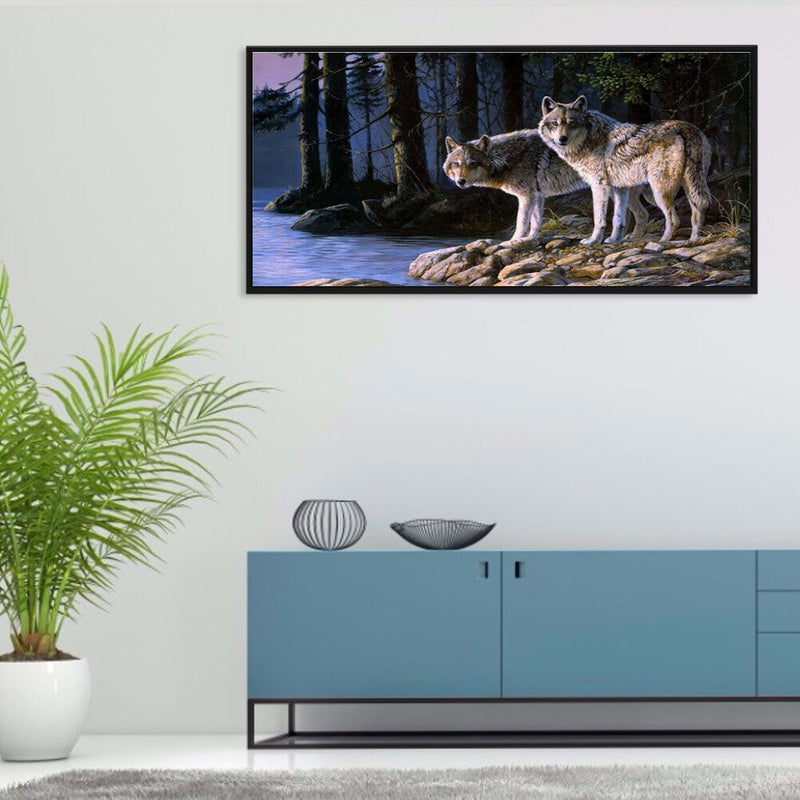 5D DIY Diamond Painting Kits Full Square Drill Forest Wolf Mosaic Wall Picture