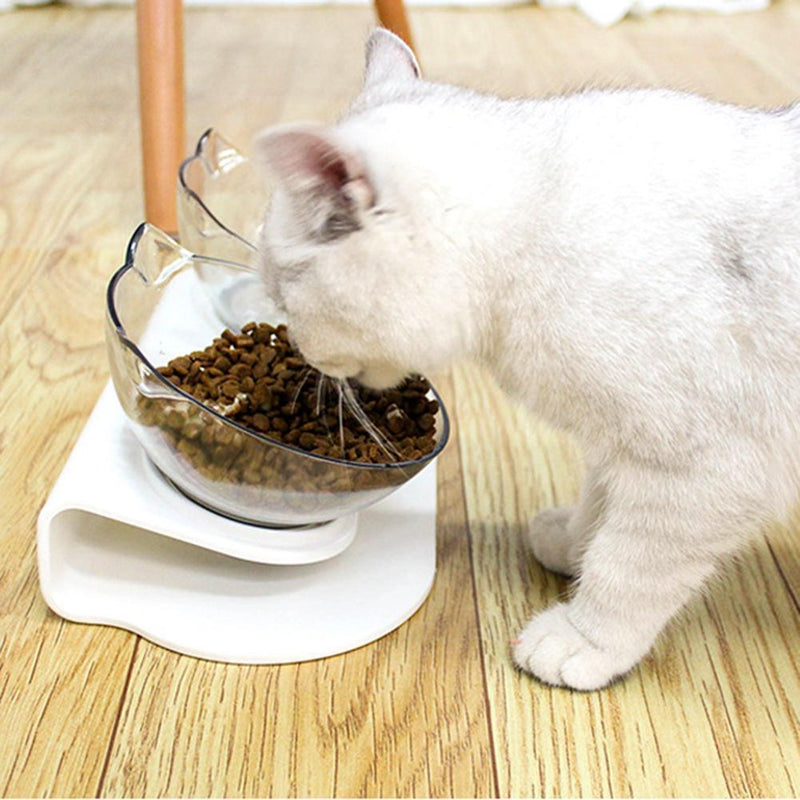 Tilt Cat Ear Detachable Bowl Transparent Non-slip Food Holder Feeder Pets Sup